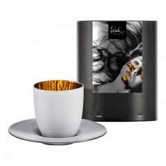 Eisch Eisch cosmo weiss gold Espressoobertasse mit Untertasse Glas d: 11,5 cm / h: 6,3 cm / 100 ml Чашка для эспрессо Eisch космо из белого золота с блюдцем д: 11,5 см / высота: 6,3 см / 100 мл