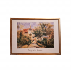 Картина винтажная / репродукция Огюст Ренуар "Дом Ренуара в Эссуа (1906)", в раме, большой формат, 75 х 56 см, Германия, 1970-80гг.