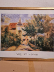 Картина винтажная / репродукция Огюст Ренуар "Дом Ренуара в Эссуа (1906)", в раме, большой формат, 75 х 56 см, Германия, 1970-80гг.