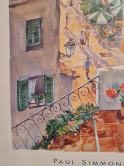 Картина винтажная / репродукция Paul Simmons "Ступени гавани", в раме, 56 х 46 см, Германия, 1980-90гг.